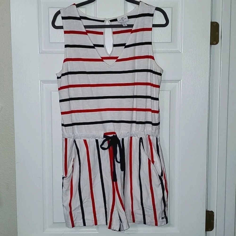Vineyard Vines for Target Red, White, and Blue, Striped Romper Size Medium - Picture 1 of 8